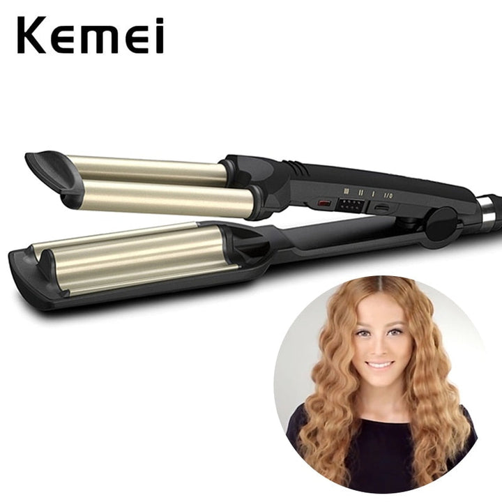 KEMEI 3-Barrel Professional Big Wave Hair Curler