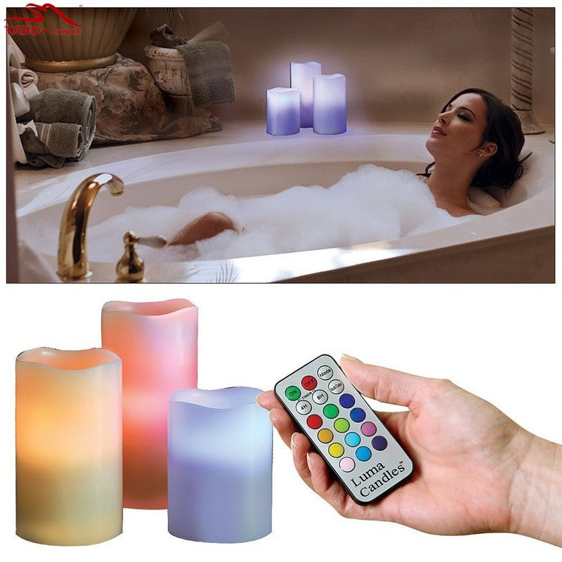 LED Power Simulation Candle Night Light with Remote & Timer