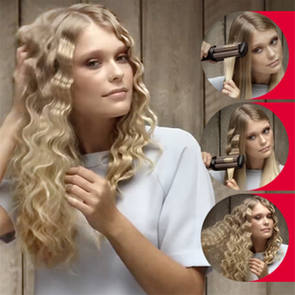 KEMEI 3-Barrel Professional Big Wave Hair Curler