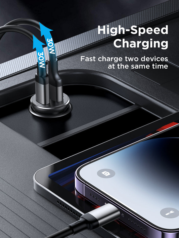 Joyroom JR-CCN05 30W Mini Car Charger – USB-A & USB-C