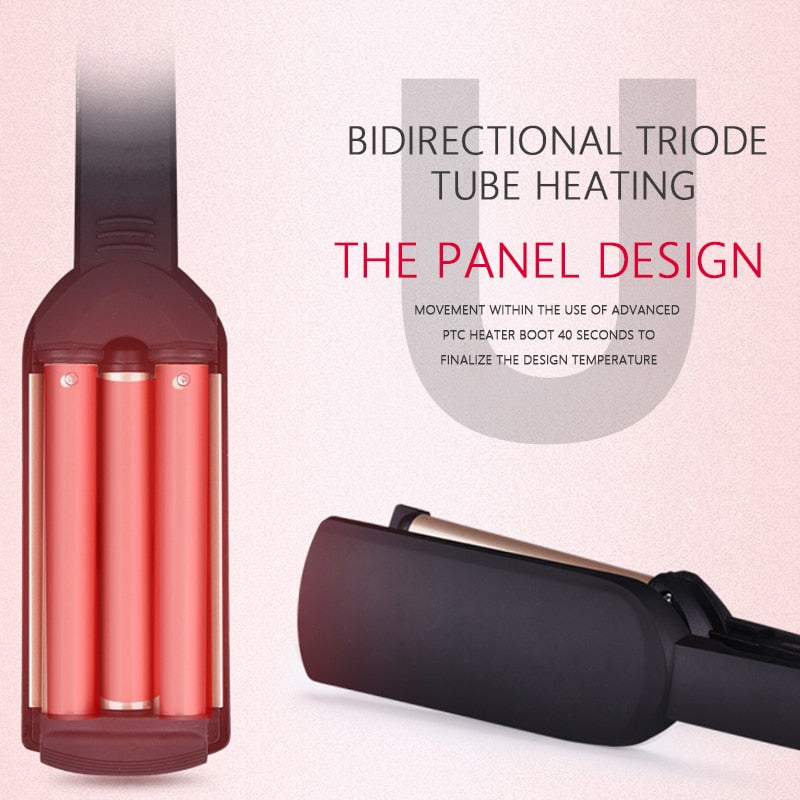 KEMEI 3-Barrel Professional Big Wave Hair Curler