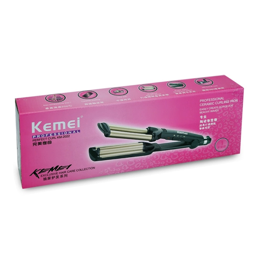 KEMEI 3-Barrel Professional Big Wave Hair Curler