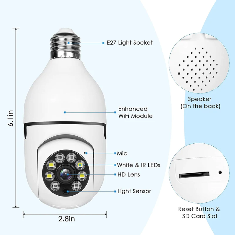 V380 1080P Wireless PTZ LED Bulb Camera