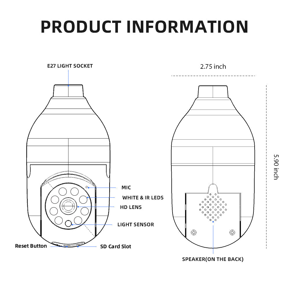 V380 1080P Wireless PTZ LED Bulb Camera