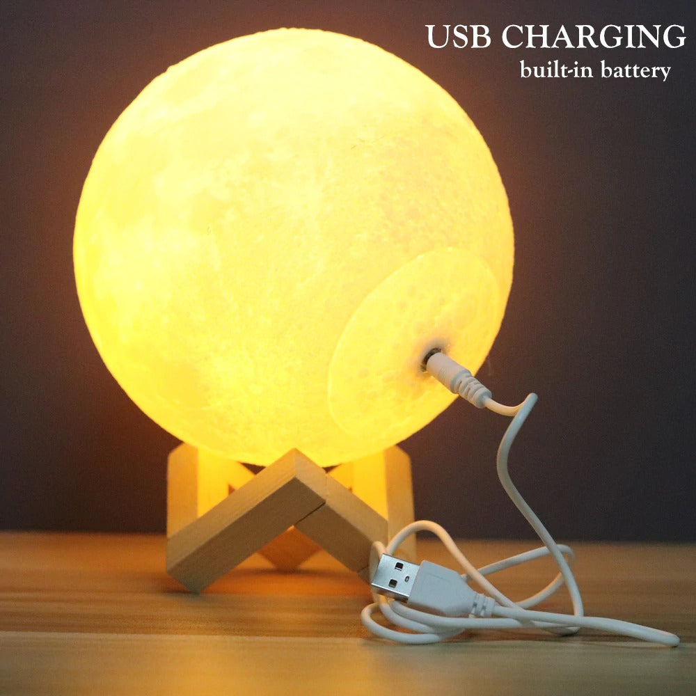 3D Moon Lamp LED Rechargeable Table Light – 12CM with Remote