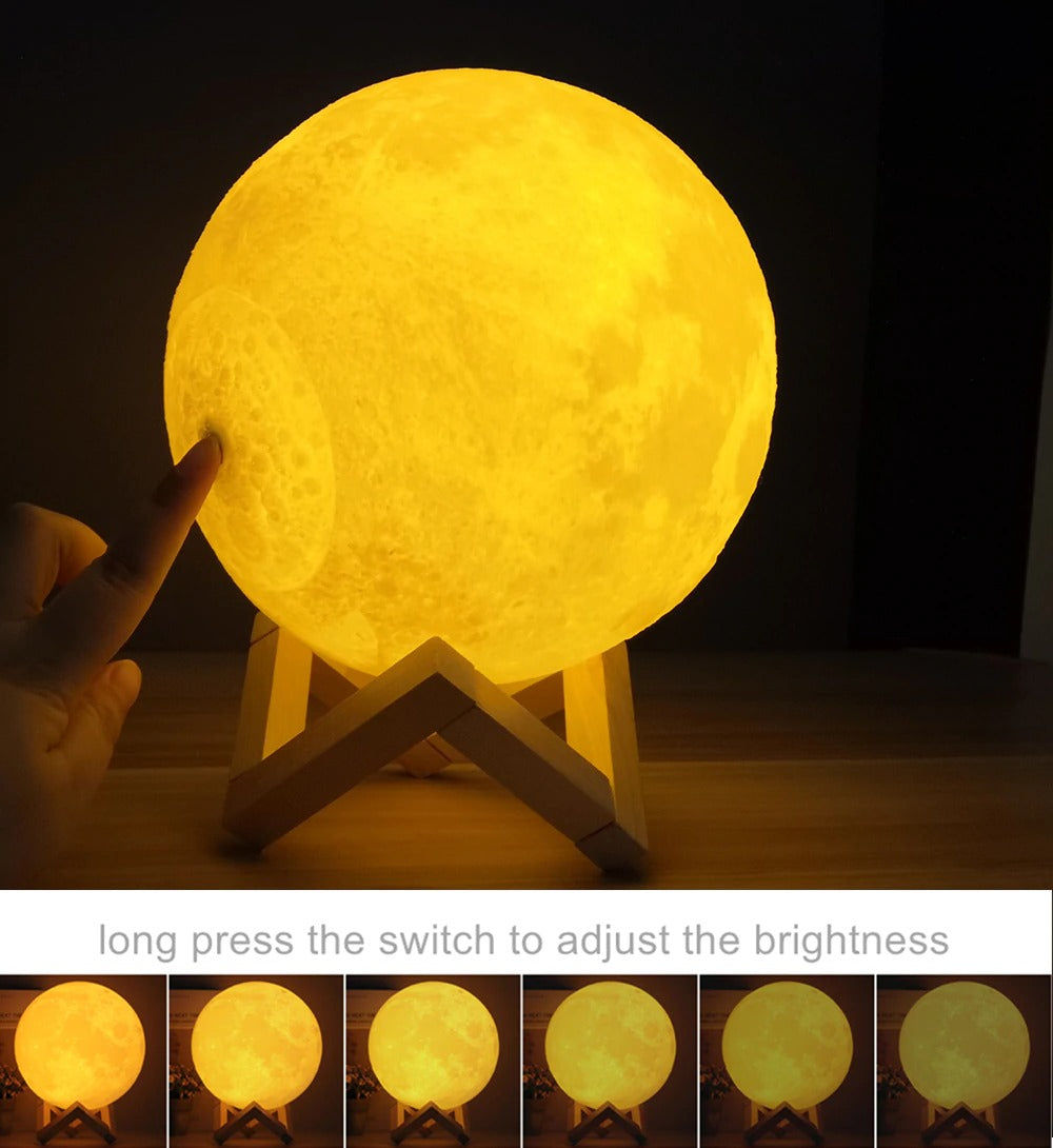 3D Moon Lamp LED Rechargeable Table Light – 12CM with Remote