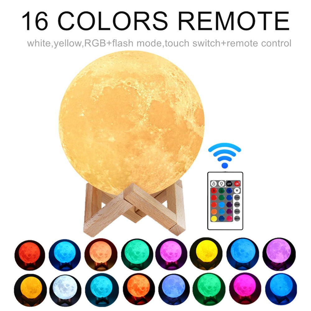 3D Moon Lamp LED Rechargeable Table Light – 12CM with Remote