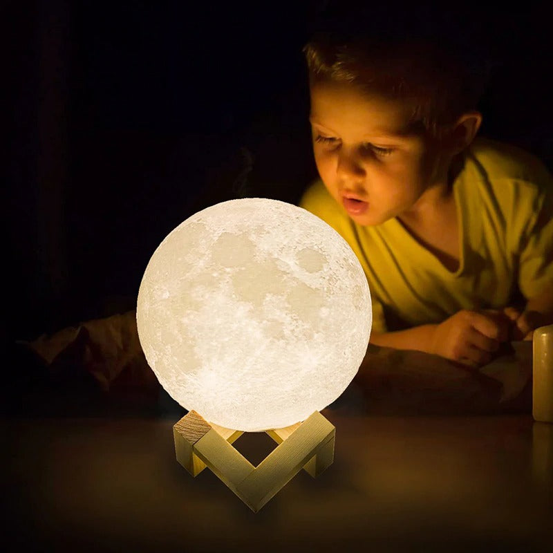3D Moon Lamp LED Rechargeable Table Light – 12CM with Remote