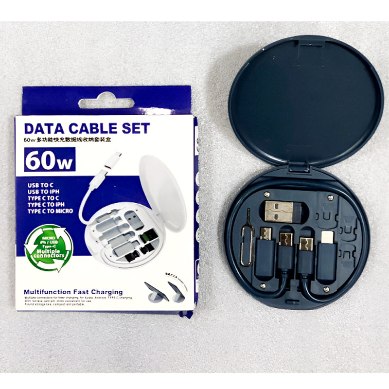 5-in-1 60W Fast Charging Cable Set – Portable Data Cable Kit