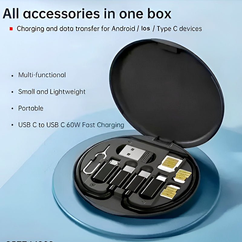 5-in-1 60W Fast Charging Cable Set – Portable Data Cable Kit