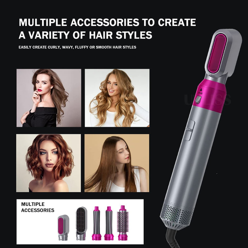 5 in 1 Hair Dryer & Styling Tool – Dryer, Straightener, Curler & Comb