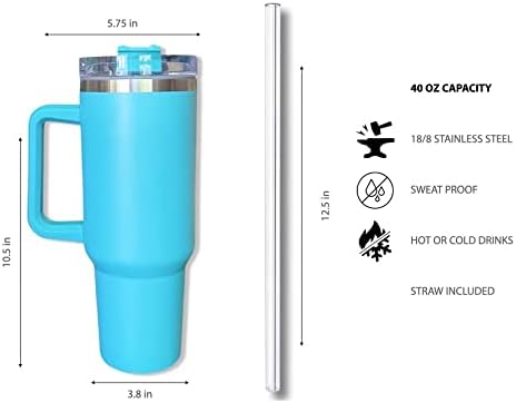 Large 40oz Matte Teal Insulated Tumbler