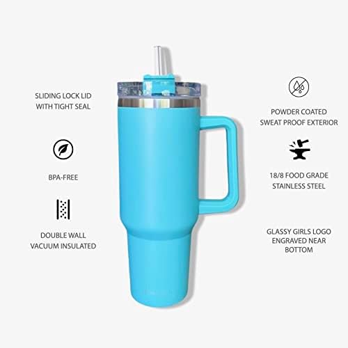 Large 40oz Matte Teal Insulated Tumbler