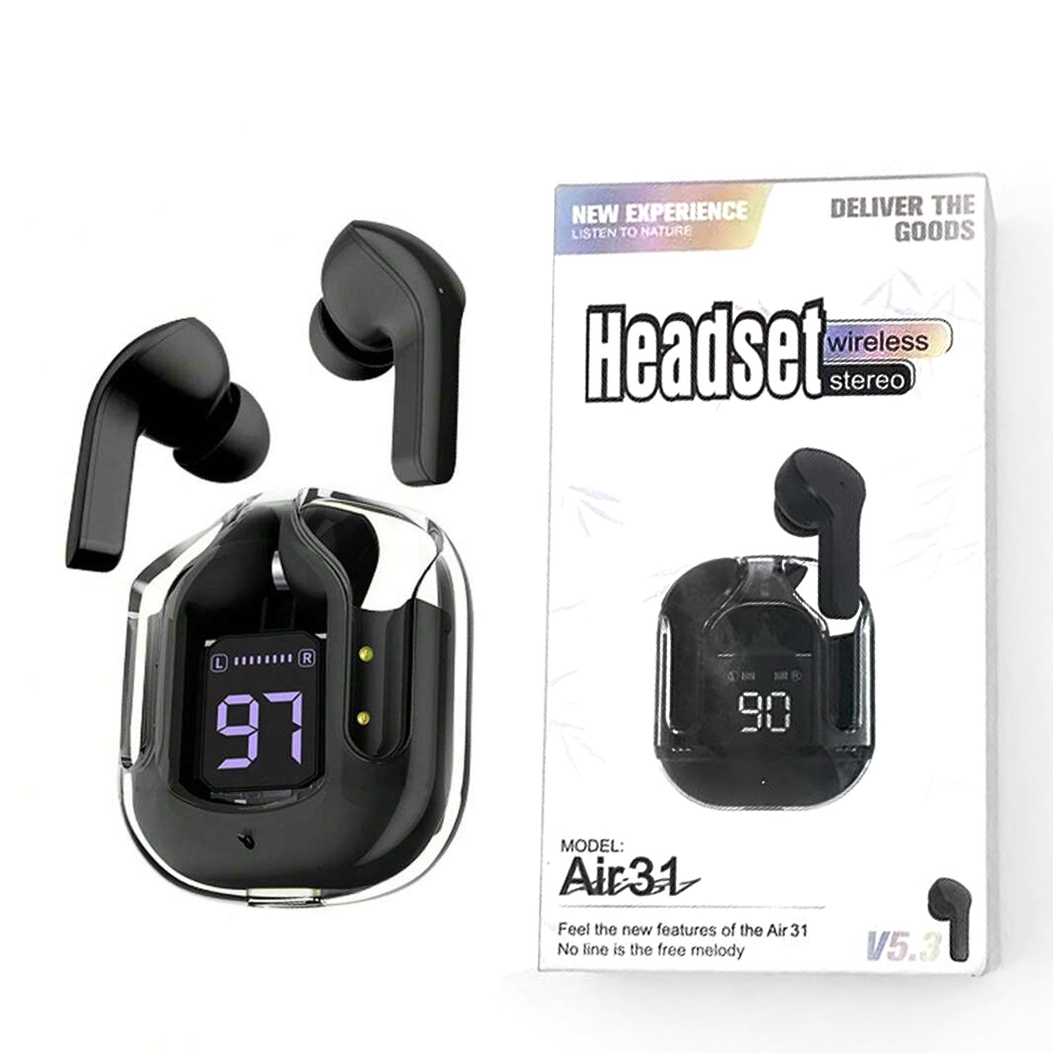 Air 31 TWS Transparent Earbuds Bluetooth 5.3V